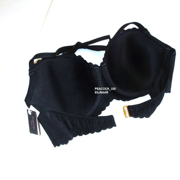 36DDD VICTORIAS SECRET SWIM Demi Ruffle Bikini Top Halter Black nwt - Picture 7 of 8